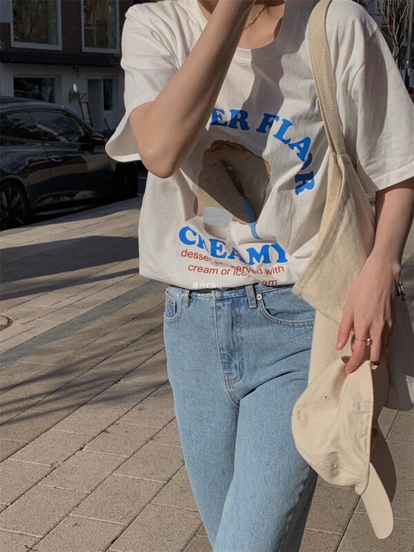 [malt] Korean personalized printing versatile short sleeve T-shirt ys1-3028# cqw