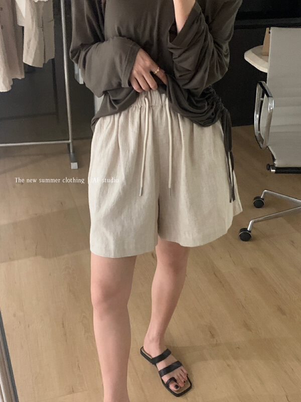 [AF] high waist elastic waist versatile casual shorts 3392# XYY