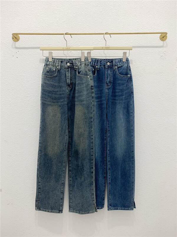 [u.she] semi elastic waist versatile jeans 98079# cqw