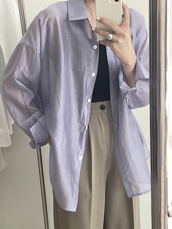 [in mode] Korean pure color Tencel shirt 6853# cqw