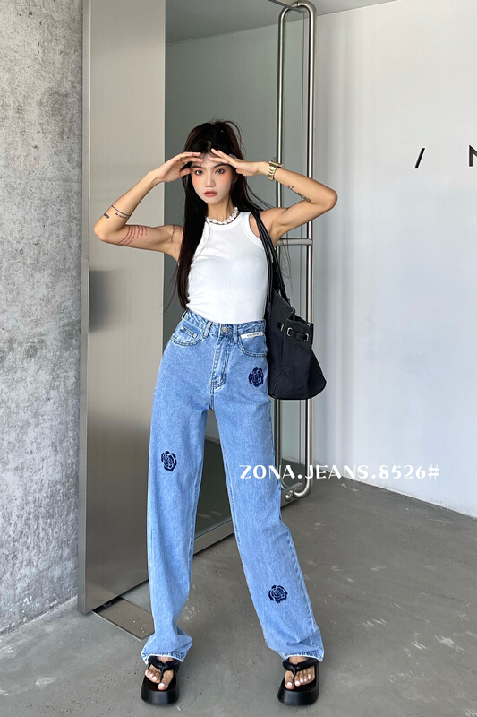 [zona] straight baggy wide leg jeans 8526# ozq