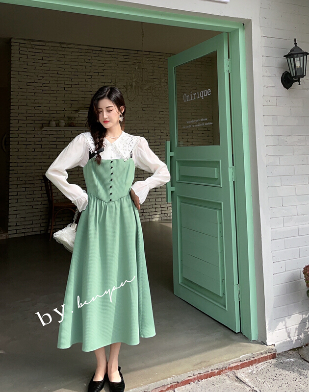 [benyan] Korean suspender waist dress 9876# zxx