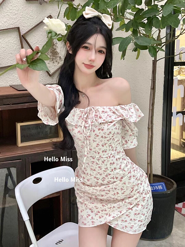 New in early summer! [Hello Miss] jiehuayu one shoulder dress 8238# PCZ