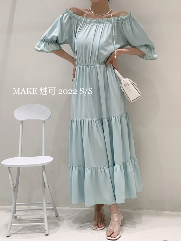 [make Meike] fashion and atmosphere Ruffle Chiffon custom pattern off shoulder dress 8793\xj