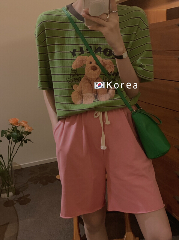 New in early summer! [finoa] Korean casual pit strip elastic short sleeve T-shirt 10400# CLS