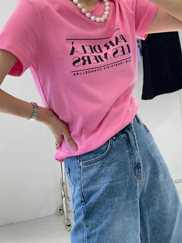 New year in early spring! [m2w. D] lettered print Pullover short sleeve T-shirt 91007# ozq