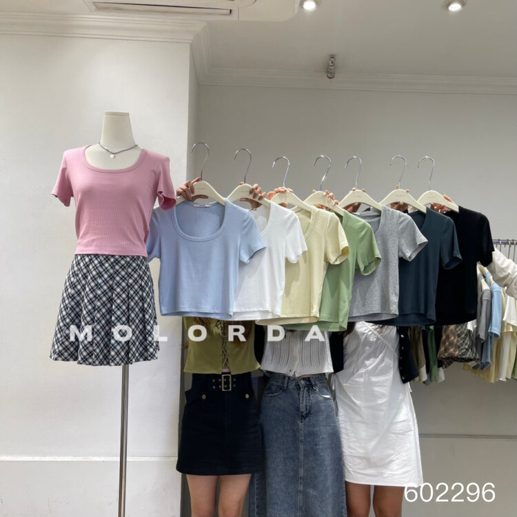[morada] clean color simple and versatile short sleeve T-shirt 602296# XYY