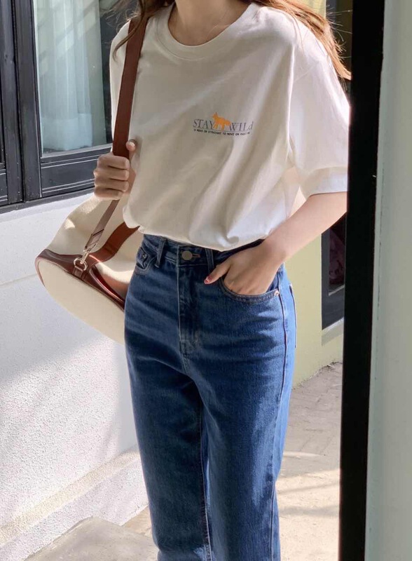[acme group] Korean versatile printed simple short sleeve T-shirt ys1-1098# CLS