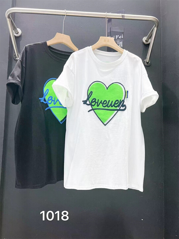 [Feifei] Korean loose love round neck short sleeve T-shirt 1018# ozq