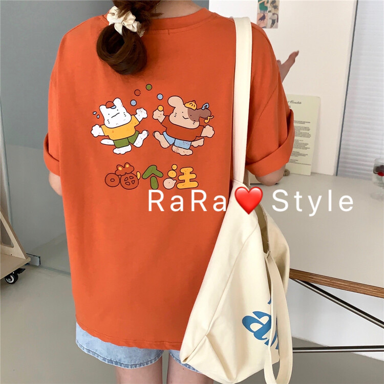 [rara] Korean Color Dog Print short sleeve T-shirt 19118# LSL