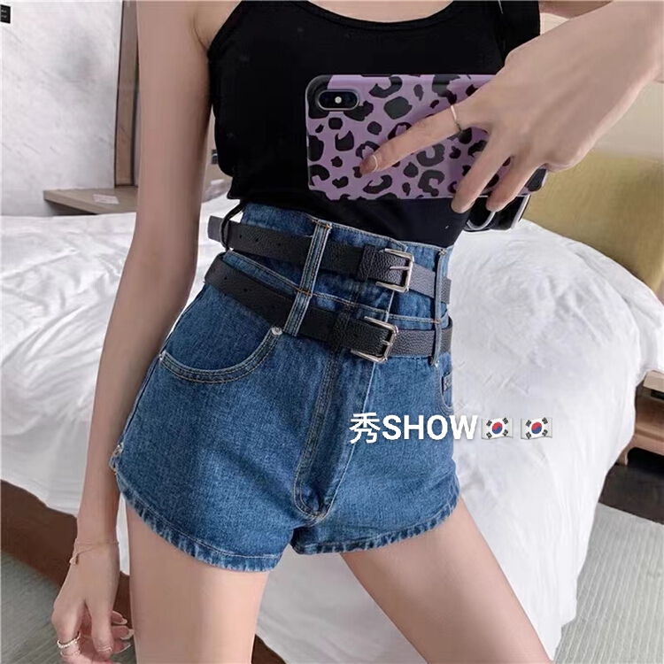 [show] basic versatile simple denim shorts (with belt) 28092# ozq
