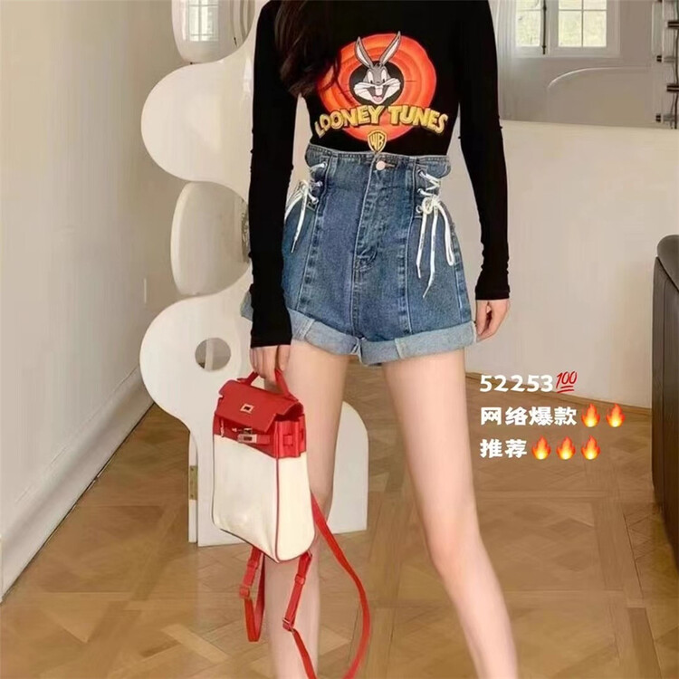 New in early summer! [M8 denim] retro design, high waist and thin denim shorts 52253# LSL