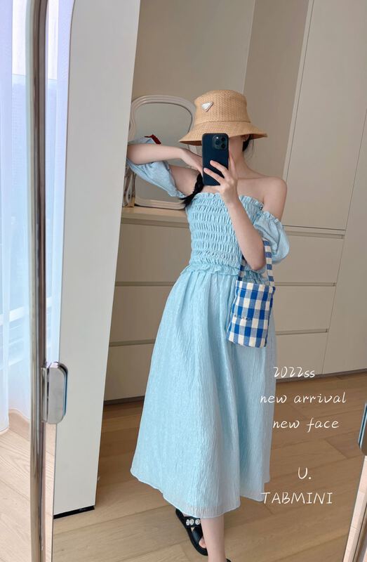 goods in stock! New in early summer! [tabmini] French one shoulder pull shirt + medium length skirt set x19367-a# WPL
