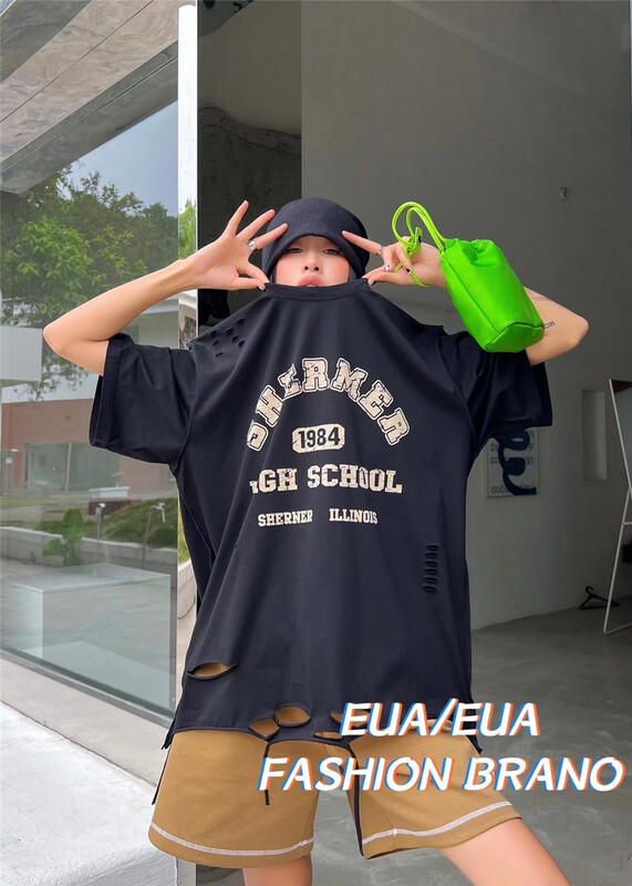 [European and American trend] letter round neck comfortable short sleeve T-shirt (T-shirt only) 12262# L
