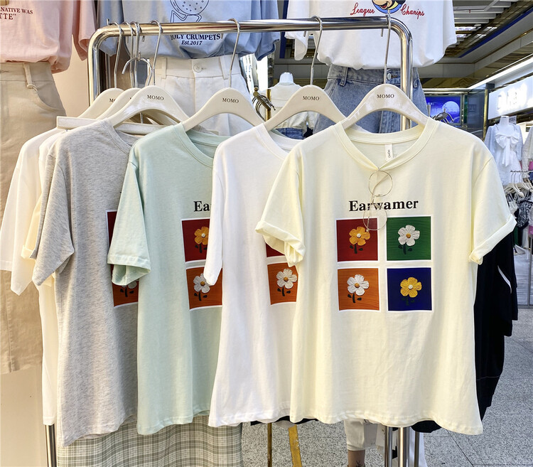 New in early summer! [Momo] Korean casual round neck printed short sleeve T-shirt 3865# HBx
