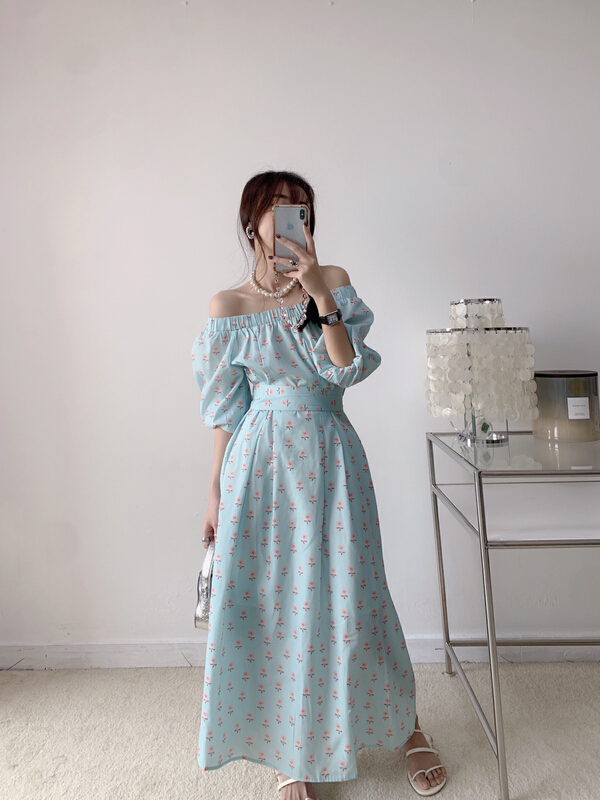 [Vanessa] one shoulder simple comfortable slim dress (with belt) 6180# ozq