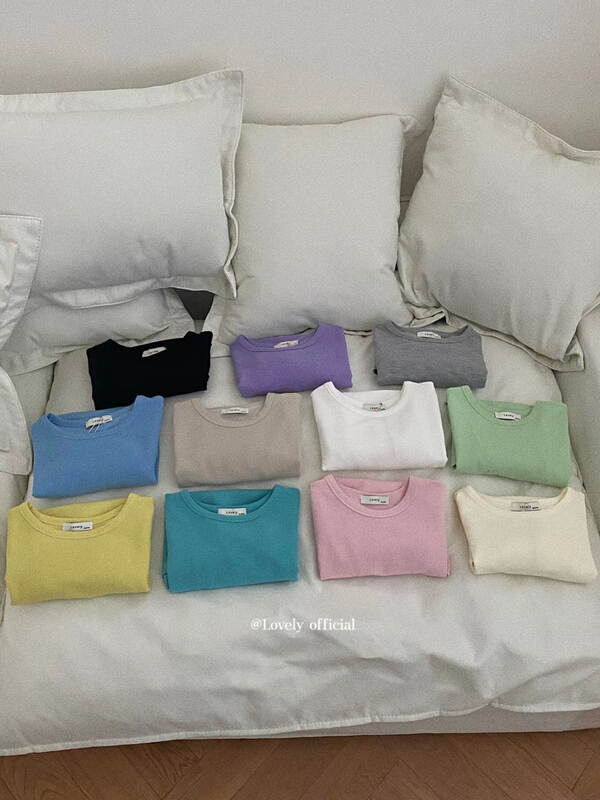[love] solid color versatile waffle short sleeve T-shirt z0720# HBx