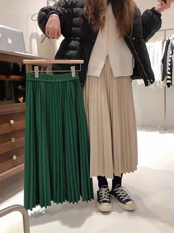 New year in early spring! [city light] simple and versatile pleated skirt 9128# XJ