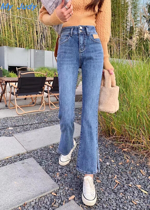 [JFT] split western style flare jeans mjt3657# CLS