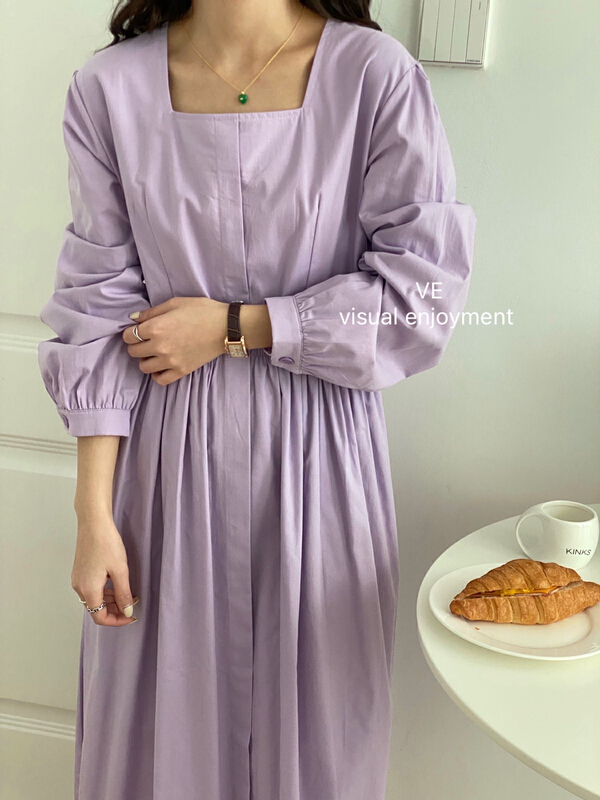 New year in early spring! [ve] square neck long sleeve lady dress 19219# HBx