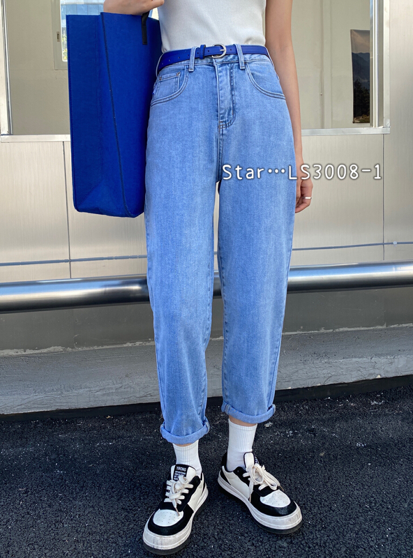 Original price 104.99! New year in early spring! [star] Korean versatile Harlan jeans (with belt) ls3008-1# CLS