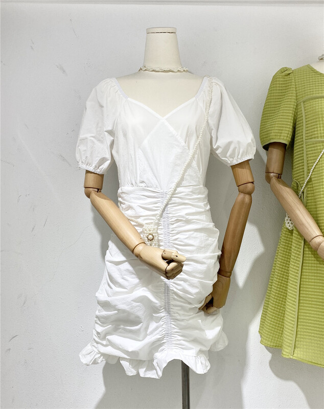 [rosy clouds flying] slim and pleated lady dress 8633# HBx