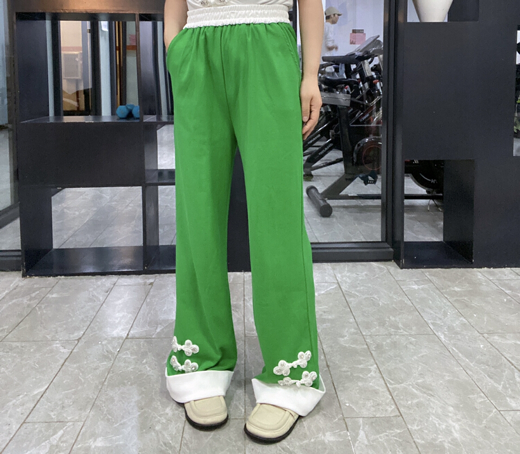 [Qijia +] design Chinese knot floor casual pants 7337# zyh