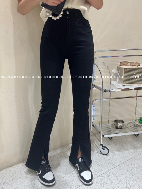 [kJ] Korean simple slit jeans 2856# zxl