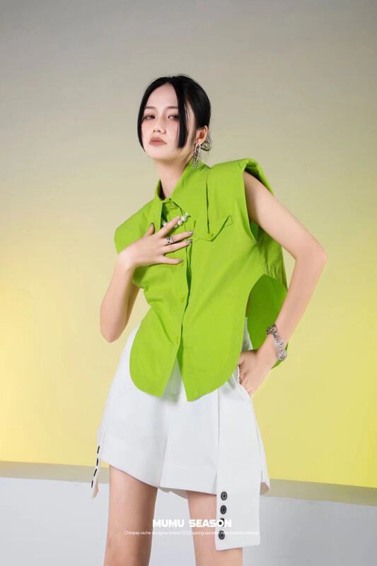 初夏上新!【MUMU SEASON】墊肩設計感小眾背心/吊帶  2308#  ZXL