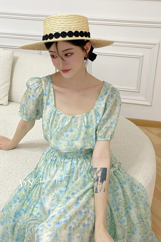 goods in stock! [benyan] Korean style square neck slim dress 6119# zxx