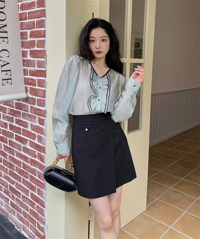 goods in stock! New year in early spring! [Hanna Hanna] Korean A-line versatile skirt 3069# XJ
