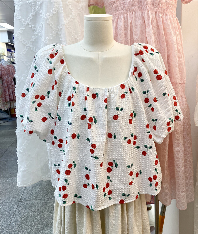 [wanwan] square neck sweet cherry shirt 1759# HBx
