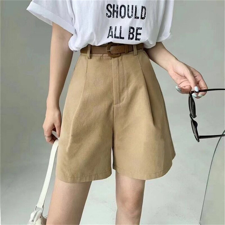 [if shop] simple and versatile loose foreign style casual shorts (with belt) 7082-1# CLS
