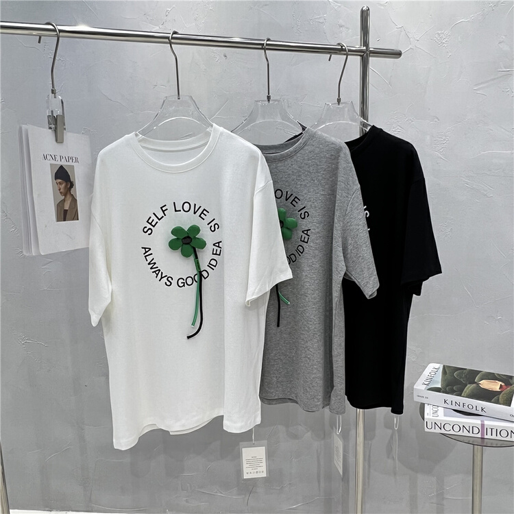 New year in early spring! [DDM] crew neck flower versatile short sleeve T-shirt 5836# XYJ