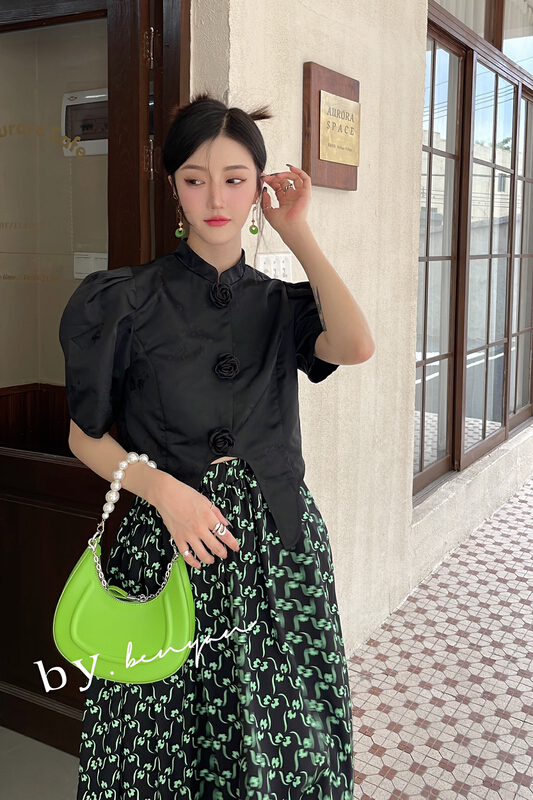 [benyan] stand collar flower fashion shirt 6129# zxx