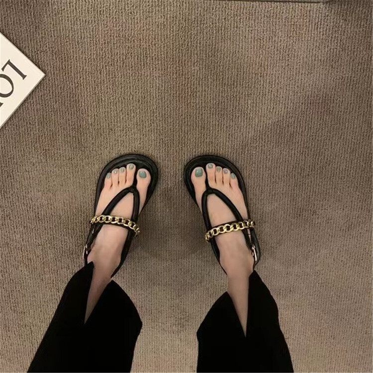 [DS. Gift] heavy industry design retro low flat heel sandals 5253# LSL