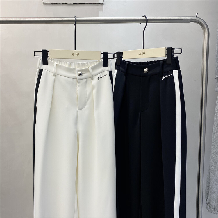 [5uu on the left] Korean style personalized color contrast hem casual pants 6501# CSX