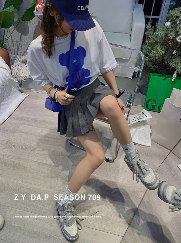 Original price 41.73! New year in early spring! [ZY] Korean alphabet bear print short sleeve T-shirt 709# WTT