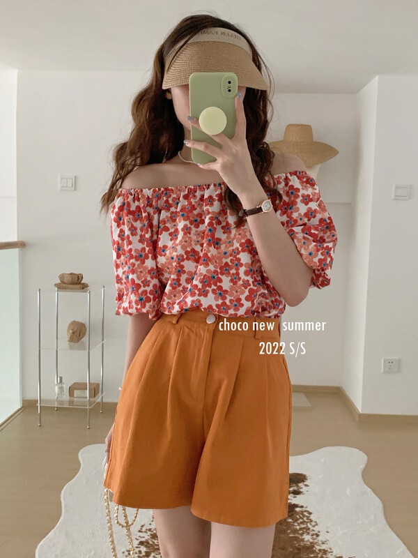 [choco] candy color back waist elastic casual shorts 8269# HBx
