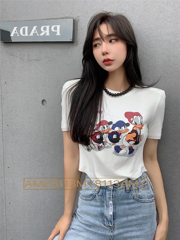 [Amy] Korean Short Donald Duck short sleeve T-shirt 8113# WTT