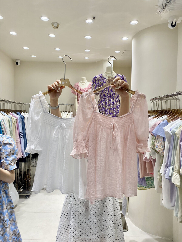 [single] simple solid color versatile blouse 9976# JJ