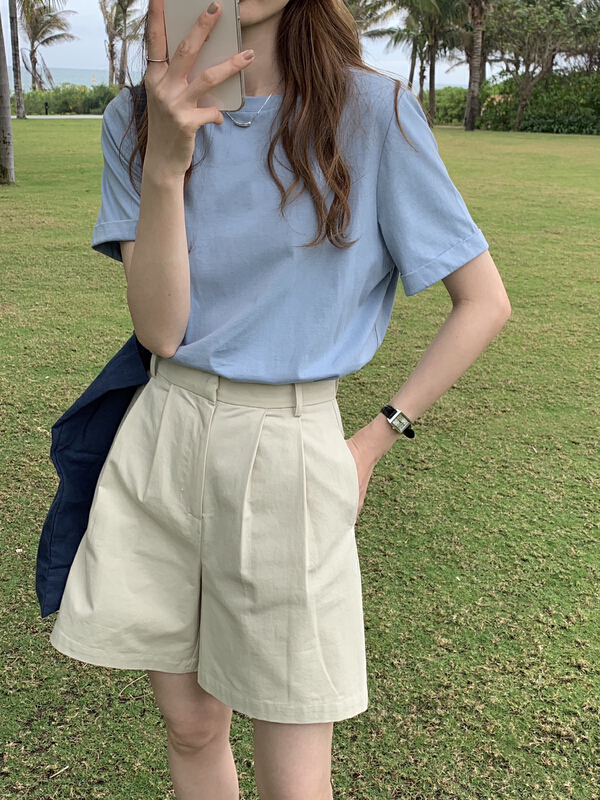 Early spring! [T.G] Korean version versatile temperament fashion short sleeve T-shirt 13158-1# zxl