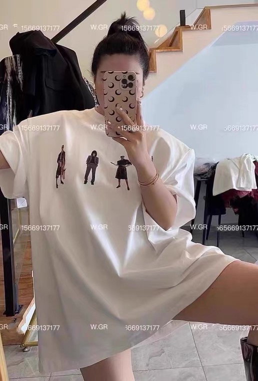 [DL] Korean shoulder pad Large Print Pullover short sleeve T-shirt 8582# WTT