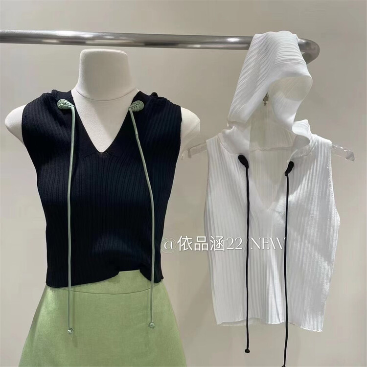 New in early summer! [yipinhan] sleeveless hooded ice silk sweater 8885# PCZ