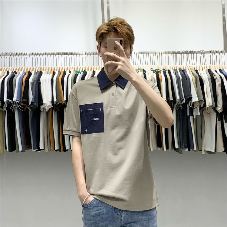 New in early summer! [wild club] color matching Pullover fashion polo shirt b9611# ZZL