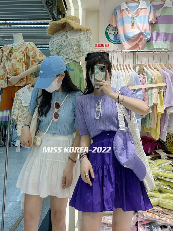 [Miss Korea] Korean round neck bubble sleeve hollowed out T-shirt 6575# HBx