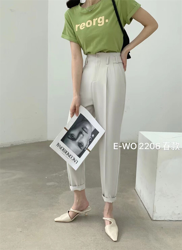 Early spring! [e-wo] Korean high waist slim fitting trousers 2206# LSW