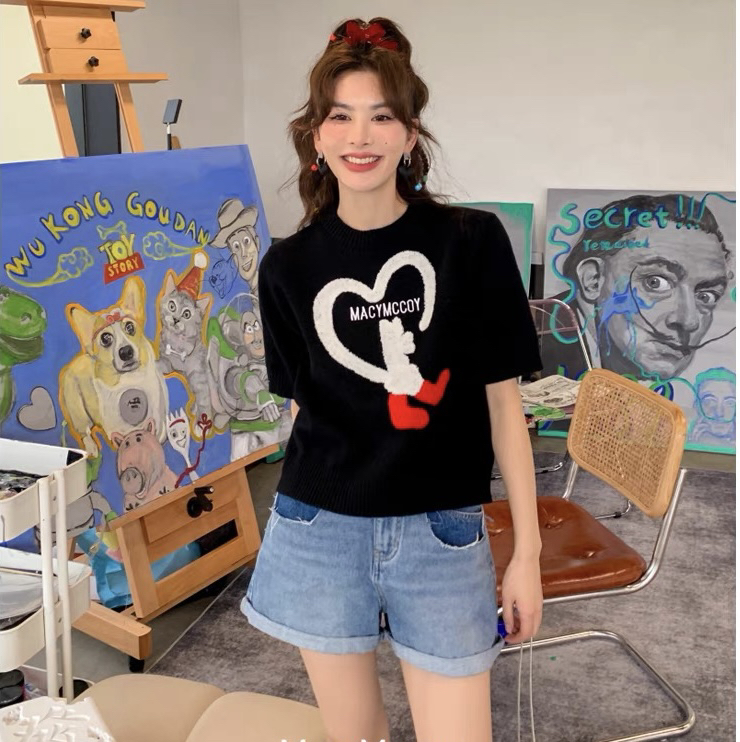 [f · P] Korean love round neck short sleeve sweater a522# HBx