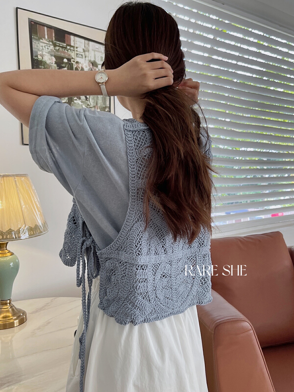 New year in early spring! [rare she] lace fashion Vest + Korean Short Sleeve T-Shirt set a5022# LSW