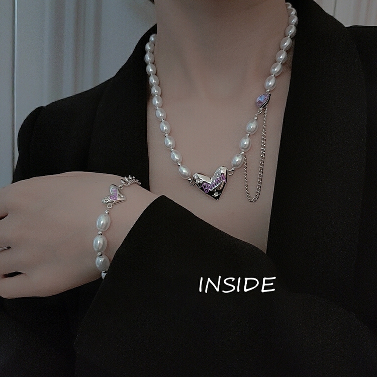 [inside] cool wind niche design letter love short necklace x1135# zxl